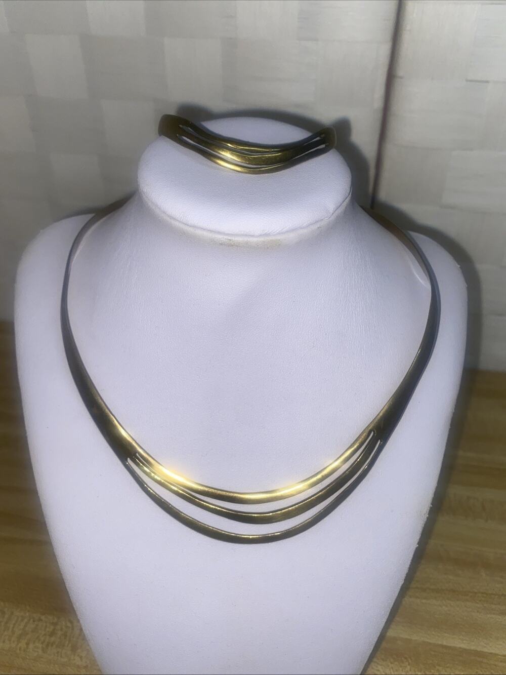 2 Pc Set Brass Collar Necklace & Bracelet Cleopatra Jewelry Made in Mexico
